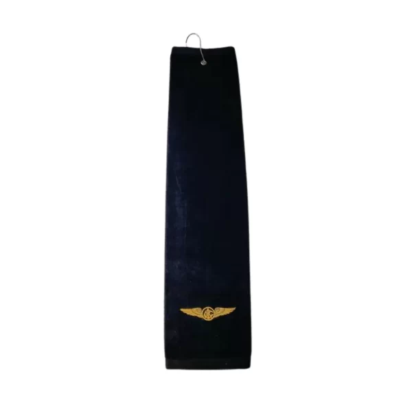 GROMMETED HEMMED COTTON GOLF TOWEL WITH AIRCREW WINGS