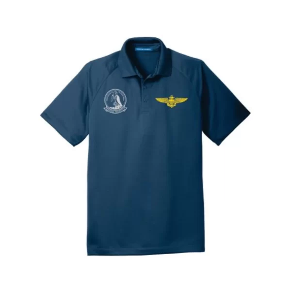 PORT AUTHORITY CROSSOVER RAGLAN POLO WITH WINGS AND OLD BUZZARD LOGO