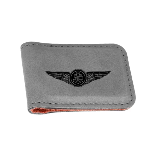 LEATHER MONEY CLIP WITH AIRCREW WINGS