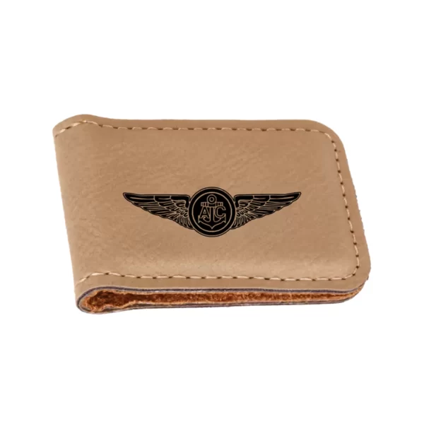 LEATHER MONEY CLIP WITH AIRCREW WINGS - Image 2