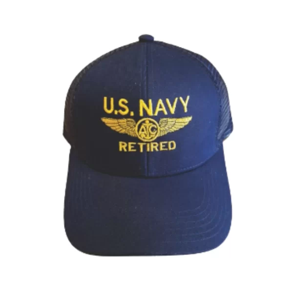 CAP WITH EMBROIDERED US NAVY RETIRED WITH AIRCREW WINGS